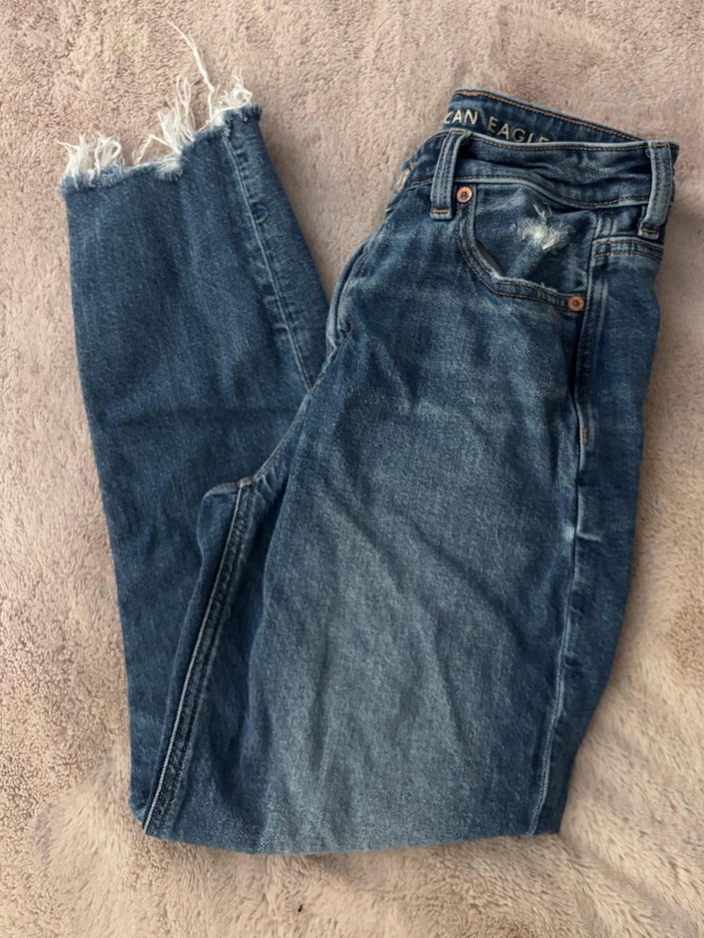 American Eagle Outfitters Women's Straight Leg Dark Blue Denim Jeans